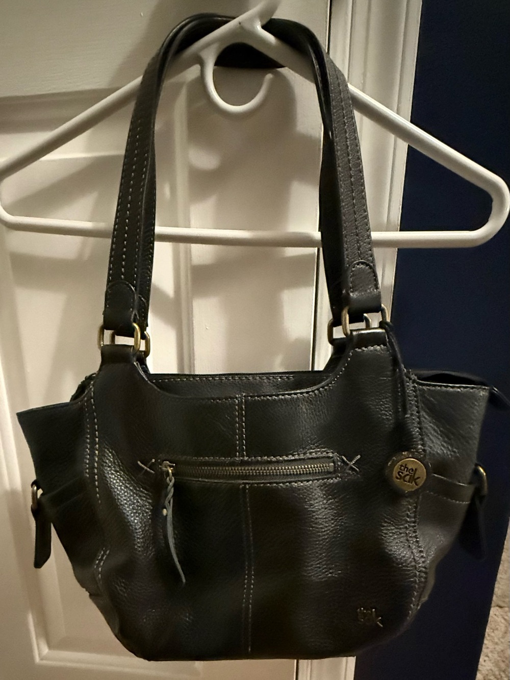 The Sak Black Pebbled Leather Shoulder Bag with Brass Accents - Picture 5 of 5